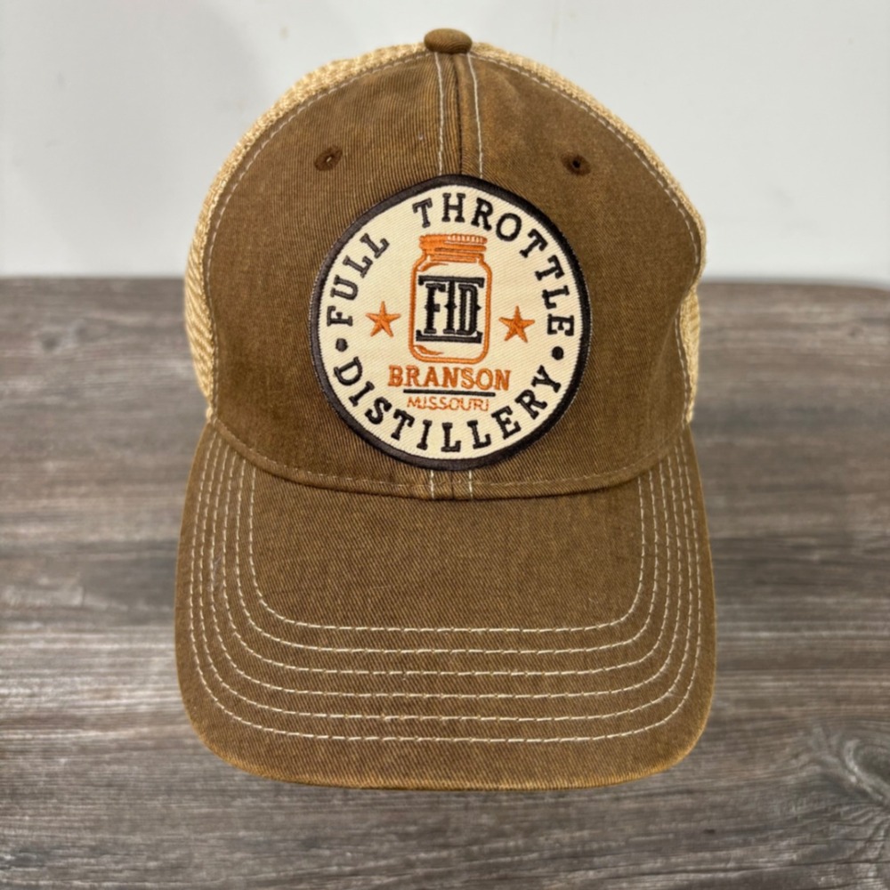 Branson Full Throttle Distillery Legacy Trucker Hat Brown Cap MO Missouri